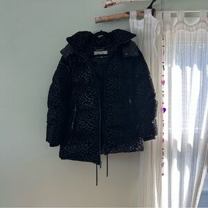 Diane Von Furstenberg black down feathered puffer winter coat